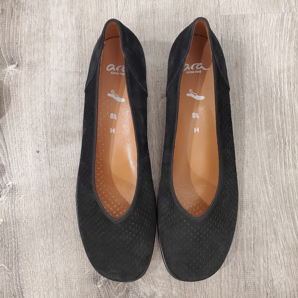 NEW Ara Avril Perforated Flat Shoes Black